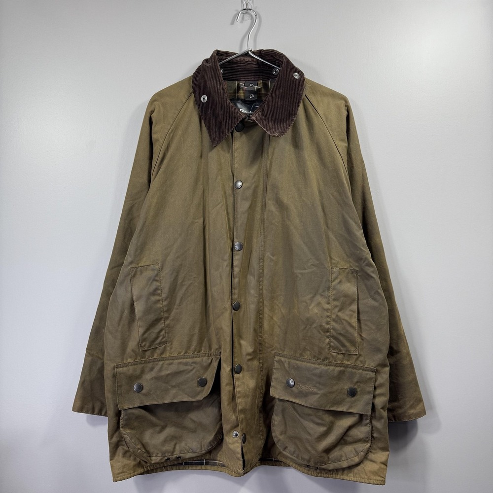 Barbour Classic Beaufort Jacket Mens 46 Green Waxed Cotton Field Made England